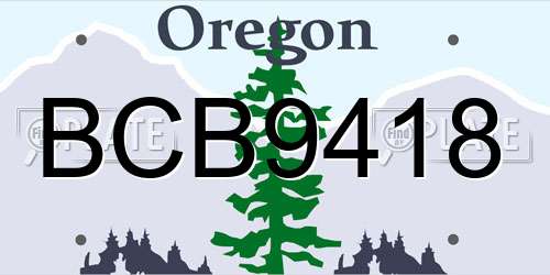 BCB9418 Oregon License Plate