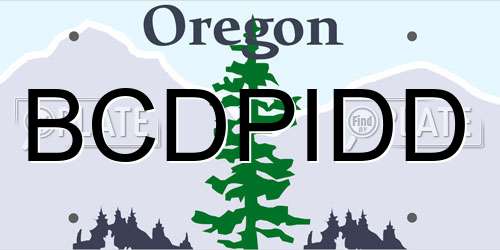 BCDPIDD Oregon License Plate