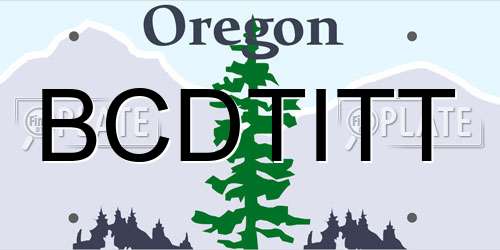 BCDTITT Oregon License Plate