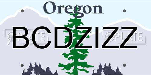 BCDZIZZ Oregon License Plate