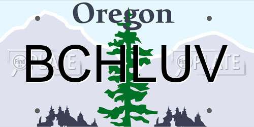 BCHLUV Oregon License Plate