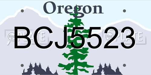 BCJ5523 Oregon License Plate