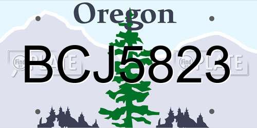 BCJ5823 Oregon License Plate