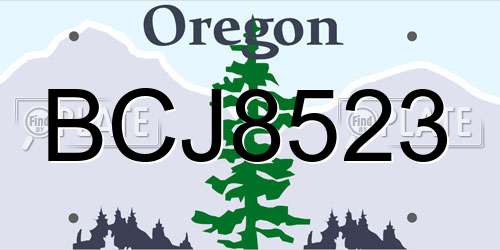 BCJ8523 Oregon License Plate