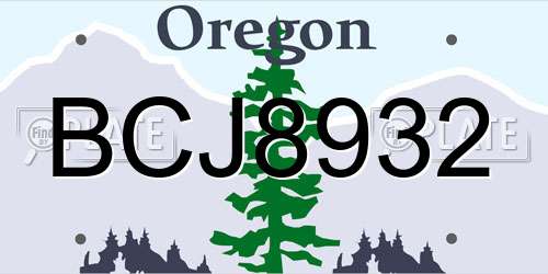 BCJ8932 Oregon License Plate