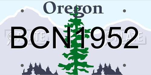 BCN1952 Oregon License Plate