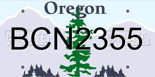 BCN2355 Oregon License Plate