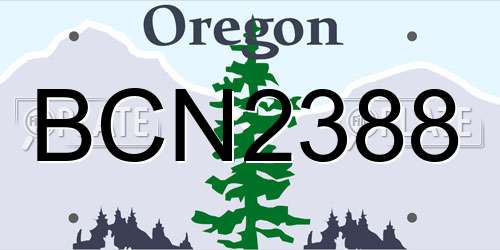 BCN2388 Oregon License Plate
