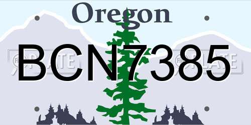 BCN7385 Oregon License Plate