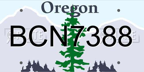 BCN7388 Oregon License Plate
