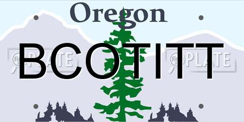 BCOTITT Oregon License Plate