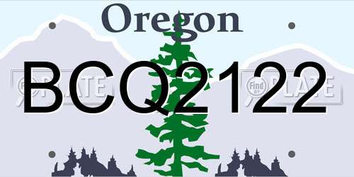 BCQ2122 Oregon License Plate