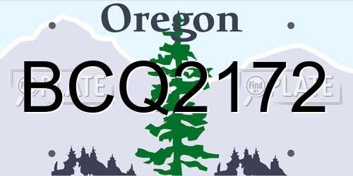 BCQ2172 Oregon License Plate