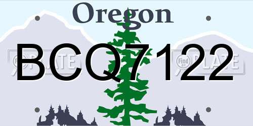 BCQ7122 Oregon License Plate