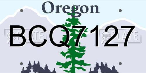 BCQ7127 Oregon License Plate