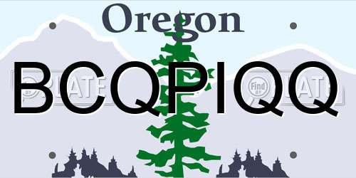 BCQPIQQ Oregon License Plate