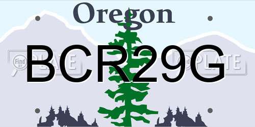 BCR29G Oregon License Plate