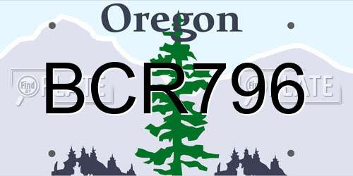 BCR796 Oregon License Plate