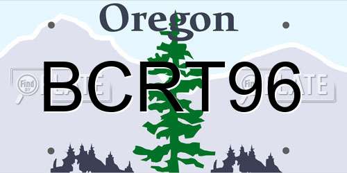 BCRT96 Oregon License Plate