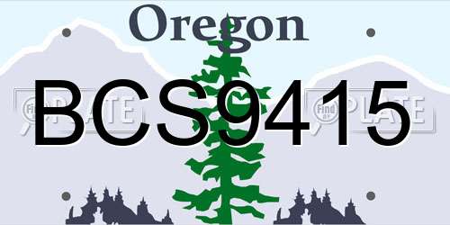 BCS9415 Oregon License Plate