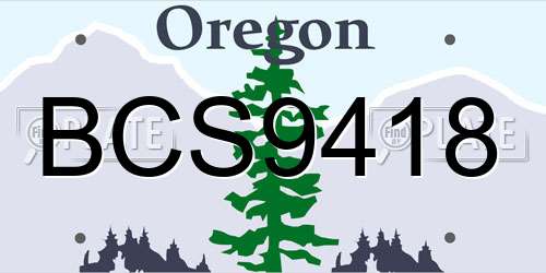 BCS9418 Oregon License Plate