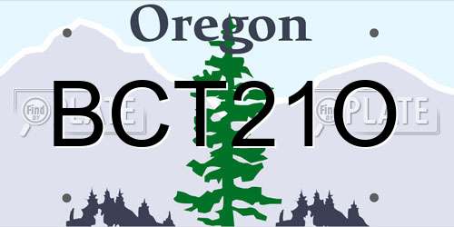 BCT21O Oregon License Plate
