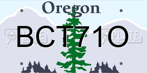 BCT71O Oregon License Plate