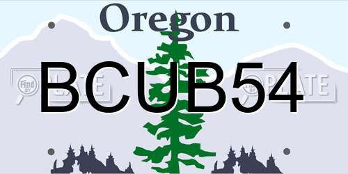 BCUB54 Oregon License Plate