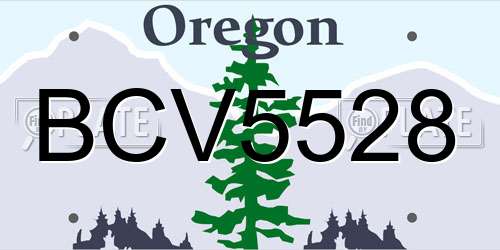 BCV5528 Oregon License Plate