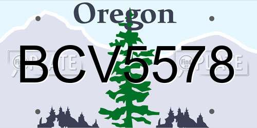 BCV5578 Oregon License Plate