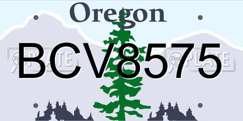 BCV8575 Oregon License Plate