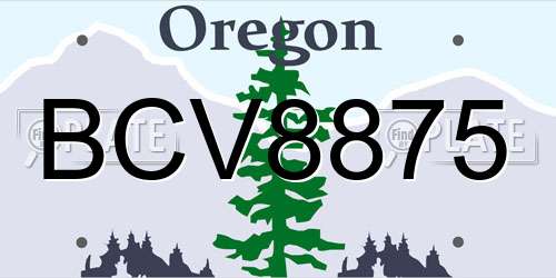BCV8875 Oregon License Plate