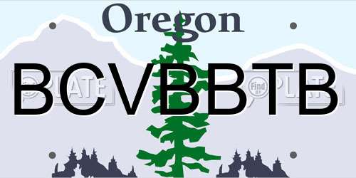 BCVBBTB Oregon License Plate