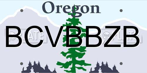 BCVBBZB Oregon License Plate