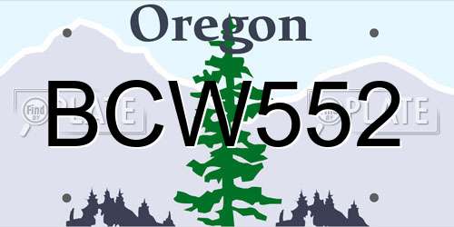 BCW552 Oregon License Plate