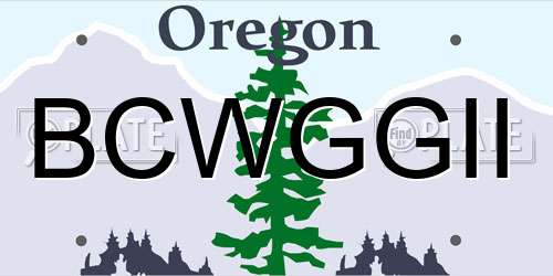 BCWGGII Oregon License Plate