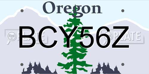 BCY56Z Oregon License Plate