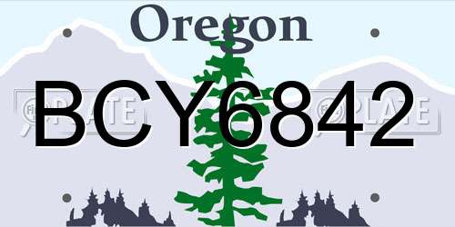 BCY6842 Oregon License Plate