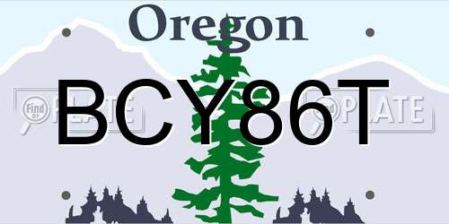 BCY86T Oregon License Plate