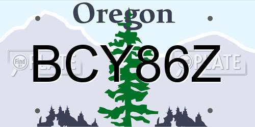 BCY86Z Oregon License Plate
