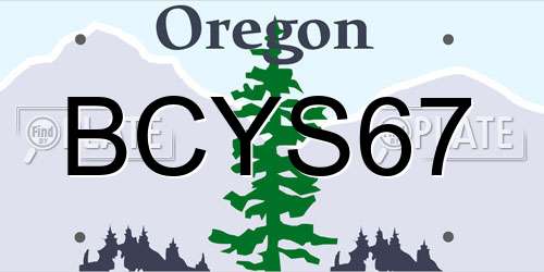 BCYS67 Oregon License Plate