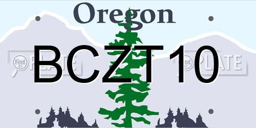 BCZT10 Oregon License Plate