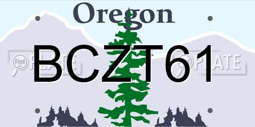 BCZT61 Oregon License Plate