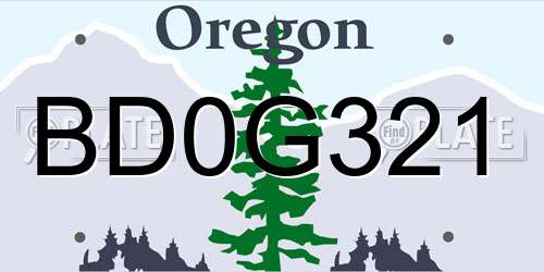BD0G321 Oregon License Plate