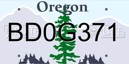 BD0G371 Oregon License Plate