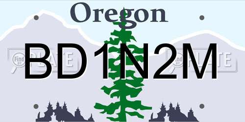 BD1N2M Oregon License Plate