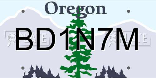 BD1N7M Oregon License Plate