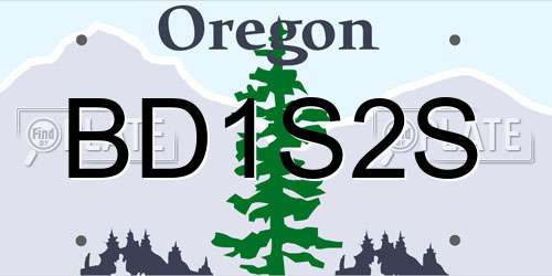 BD1S2S Oregon License Plate