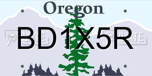 BD1X5R Oregon License Plate