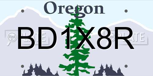 BD1X8R Oregon License Plate